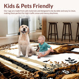 Ultra Soft Area Rug, Non Slip, Stain Resistant, Washable Area Rugs for Living Room, Bedroom, Lively Pastel Forest Creatures(Brown)