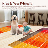 Ultra Soft Area Rug, Non Slip, Stain Resistant, Washable Area Rugs for Living Room, Bedroom, Playful Geometric Color Burst Design(Orange)