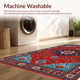 Ultra Soft Area Rug, Non Slip, Stain Resistant, Washable Area Rugs for Living Room, Bedroom, Intricate Neutral Office Space Area Rug(Red)