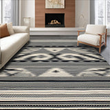 Ultra Soft Area Rug, Non Slip, Stain Resistant, Washable Area Rugs for Living Room, Bedroom, Chic Diamond Stripe Motif(Black)