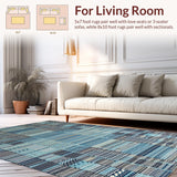 Ultra Soft Area Rug, Non Slip, Stain Resistant, Washable Area Rugs for Living Room, Bedroom, Vibrant Earthy Textured Pattern(Blue)