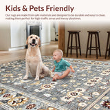 Ultra Soft Area Rug, Non Slip, Stain Resistant, Washable Area Rugs for Living Room, Bedroom, Elegant Warm Toned Trellis Style(Gray)