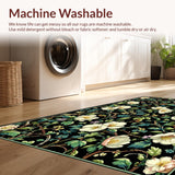 Ultra Soft Area Rug, Non Slip, Stain Resistant, Washable Area Rugs for Living Room, Bedroom, Artistic Colorful Petal Display(White)