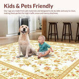Ultra Soft Area Rug, Non Slip, Stain Resistant, Washable Area Rugs for Living Room, Bedroom, Rustic Ogee Patterned Aesthetic(Beige)