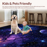 Ultra Soft Area Rug, Non Slip, Stain Resistant, Washable Area Rugs for Living Room, Bedroom, Radiant Planetary Color Splash(Blue)