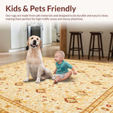 Ultra Soft Area Rug, Non Slip, Stain Resistant, Washable Area Rugs for Living Room, Bedroom, Classic Floral Area Durable Non Slip Indoor(Beige)