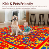 Ultra Soft Area Rug, Non Slip, Stain Resistant, Washable Area Rugs for Living Room, Bedroom, Vibrant Animal Illustration Design(Red)