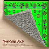 Ultra Soft Area Rug, Non Slip, Stain Resistant, Washable Area Rugs for Living Room, Bedroom, Rustic Multi-Color Clover Motif(Green)
