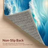 Ultra Soft Area Rug, Non Slip, Stain Resistant, Washable Area Rugs for Living Room, Bedroom, 3D Ocean Wave Bedroom Rug for Coastal Decor(Blue)