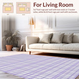 Ultra Soft Area Rug, Non Slip, Stain Resistant, Washable Area Rugs for Living Room, Bedroom, Cozy Neutral Floral Composition(Purple)