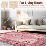 Ultra Soft Area Rug, Non Slip, Stain Resistant, Washable Area Rugs for Living Room, Bedroom, Rustic Western Plush Aesthetic(Pink)