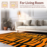 Ultra Soft Area Rug, Non Slip, Stain Resistant, Washable Area Rugs for Living Room, Bedroom, Rustic Earthy Tiger Skin Motif(Orange)