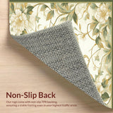 Ultra Soft Area Rug, Non Slip, Stain Resistant, Washable Area Rugs for Living Room, Bedroom, Floral Sage Area Easy Clean(Beige)