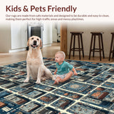 Ultra Soft Area Rug, Non Slip, Stain Resistant, Washable Area Rugs for Living Room, Bedroom, Interactive Road Design Carpet for Kids Learning Area(Blue)