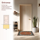 Ultra Soft Area Rug, Non Slip, Stain Resistant, Washable Area Rugs for Living Room, Bedroom, Vibrant High-Low Textured Motif(Orange)