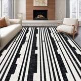 Ultra Soft Area Rug, Non Slip, Stain Resistant, Washable Area Rugs for Living Room, Bedroom, Striped Woven Rug: Modern Farmhouse Style Area Rug(Black)