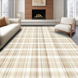 Ultra Soft Area Rug, Non Slip, Stain Resistant, Washable Area Rugs for Living Room, Bedroom, Elegant Cream and Beige Plaid Printed with Non Slip Surface Texture(Beige)