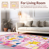 Ultra Soft Area Rug, Non Slip, Stain Resistant, Washable Area Rugs for Living Room, Bedroom, Fun Engaging Cartoon Character Motif(Pink)