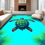 Fresh Tropical Vibes Floor Covering(Blue)