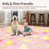 Ultra Soft Area Rug, Non Slip, Stain Resistant, Washable Area Rugs for Living Room, Bedroom, Contemporary Floral Artful Display(Pink)
