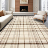 Ultra Soft Area Rug, Non Slip, Stain Resistant, Washable Area Rugs for Living Room, Bedroom, Chic Geometric Area With Modern Plaid Design In Beige And Cream(Beige)