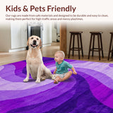 Ultra Soft Area Rug, Non Slip, Stain Resistant, Washable Area Rugs for Living Room, Bedroom, Charming Fuzzy Ethereal Waves(Purple)