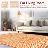 Ultra Soft Area Rug, Non Slip, Stain Resistant, Washable Area Rugs for Living Room, Bedroom, Timeless Earthy Abstract Pattern(Orange)