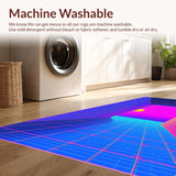Ultra Soft Area Rug, Non Slip, Stain Resistant, Washable Area Rugs for Living Room, Bedroom, Dynamic Colorful Linear Elements(Blue)