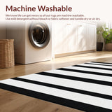 Ultra Soft Area Rug, Non Slip, Stain Resistant, Washable Area Rugs for Living Room, Bedroom, Stylish Black And White Striped Area Rug For Farmhouse Charm(Gray)