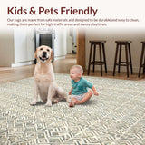 Ultra Soft Area Rug, Non Slip, Stain Resistant, Washable Area Rugs for Living Room, Bedroom, Repetitive Diamond Shapes with Textured Beige Highlights(Beige)