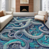 Ultra Soft Area Rug, Non Slip, Stain Resistant, Washable Area Rugs for Living Room, Bedroom, Stylish Tentacles Area Rug with Modern Octopus Design for Home Accents(Gray)