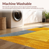 Ultra Soft Area Rug, Non Slip, Stain Resistant, Washable Area Rugs for Living Room, Bedroom, Geometric Contemporary Bedroom Soft Area Carpet(Yellow)