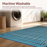 Ultra Soft Area Rug, Non Slip, Stain Resistant, Washable Area Rugs for Living Room, Bedroom, Vibrant Modern Trellis Aesthetic(Blue)