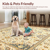 Luxurious Beige Area Featuring Detailed Oushak Geometric Motifs(Beige)