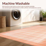 Ultra Soft Area Rug, Non Slip, Stain Resistant, Washable Area Rugs for Living Room, Bedroom, Vibrant Artistic Ogee Patterned Rug(Orange)