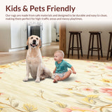 Ultra Soft Area Rug, Non Slip, Stain Resistant, Washable Area Rugs for Living Room, Bedroom, Floral Accent Runner Beige Kitchen Area Mat(Beige)
