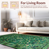 Ultra Soft Area Rug, Non Slip, Stain Resistant, Washable Area Rugs for Living Room, Bedroom, Chic Nature-Inspired Floral Motif(Green)