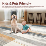 Elegant Neutral Toned Abstract with Distressed Beige and Slate Striped Motif(Gray)