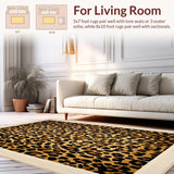 Ultra Soft Area Rug, Non Slip, Stain Resistant, Washable Area Rugs for Living Room, Bedroom, Contemporary Luxe Cheetah Style(Brown)