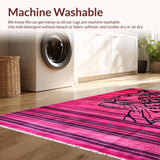 Ultra Soft Area Rug, Non Slip, Stain Resistant, Washable Area Rugs for Living Room, Bedroom, Expressive Pink Animal Motif(Pink)