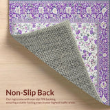 Ultra Soft Area Rug, Non Slip, Stain Resistant, Washable Area Rugs for Living Room, Bedroom, Elegant Purple Botanical Arrangement(Purple)