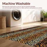Ultra Soft Area Rug, Non Slip, Stain Resistant, Washable Area Rugs for Living Room, Bedroom, Cozy Earth Tones Animal Motif(Orange)