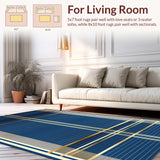 Ultra Soft Area Rug, Non Slip, Stain Resistant, Washable Area Rugs for Living Room, Bedroom, Scandinavian Modern Stripe(Blue)