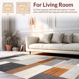 Ultra Soft Area Rug, Non Slip, Stain Resistant, Washable Area Rugs for Living Room, Bedroom, Chic Neutral Toned Geometric Motif(Gray)