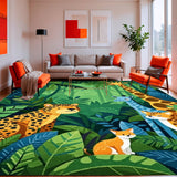 Ultra Soft Area Rug, Non Slip, Stain Resistant, Washable Area Rugs for Living Room, Bedroom, Jungle Animals Runner(Green)