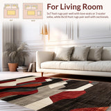 Ultra Soft Area Rug, Non Slip, Stain Resistant, Washable Area Rugs for Living Room, Bedroom, Elegant Natural Patterned Appeal(Red)