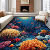 Ultra Soft Area Rug, Non Slip, Stain Resistant, Washable Area Rugs for Living Room, Bedroom, Marine Life Rug, Ocean Scene Carpet(Blue)