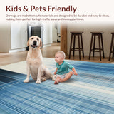 Ultra Soft Area Rug, Non Slip, Stain Resistant, Washable Area Rugs for Living Room, Bedroom, Black and White Machine Washable Stripe Design Area Floor Rug(Blue)