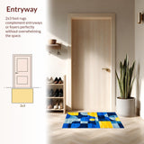 Ultra Soft Area Rug, Non Slip, Stain Resistant, Washable Area Rugs for Living Room, Bedroom, Stylish Modern Brushstroke Design(Blue)