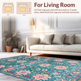 Ultra Soft Area Rug, Non Slip, Stain Resistant, Washable Area Rugs for Living Room, Bedroom, Contemporary Light Pink Ogee Pattern(Blue)